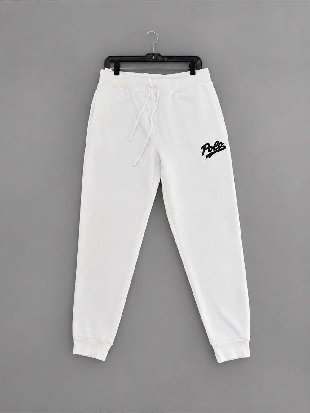 Polo Ralph Lauren White Fleece Jogger Sweatpants Size L Logo Preppy Loungewear